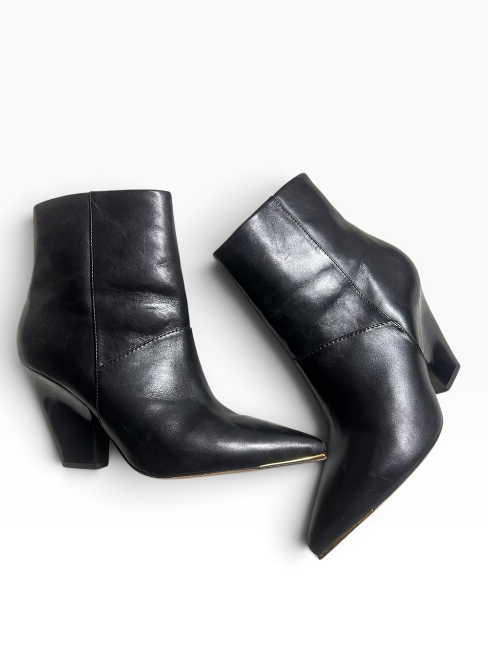 Tory Burch black genuine leather boots with wide heel and gold detail size 7.5 - Picture 9 of 9